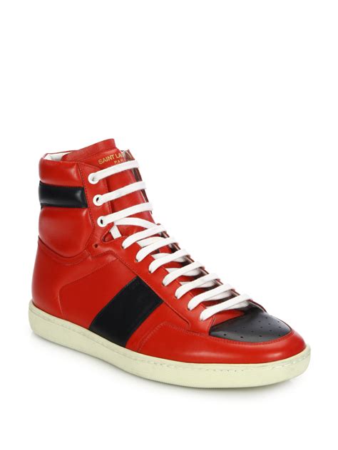 red ysl patent leather high top sneakers|saint laurent sneakers for men.